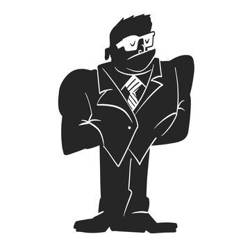 recommend clip art: Cartoon Vector of a Silhouette Security Man
