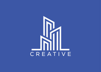Fototapeta premium Creative and minimal home real estate logo template. Blue House logo