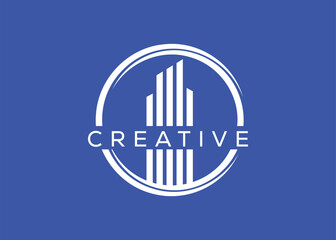 Creative and minimal home real estate logo template. Blue House logo