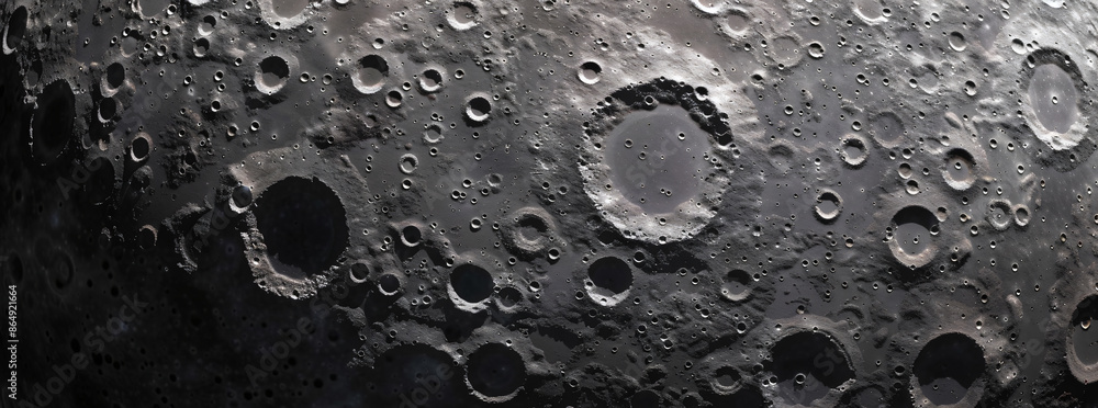 Poster abstract background of the surface texture of moon with craters, grey color