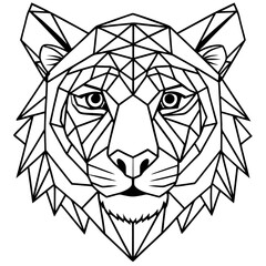 a geometric tiger head with geometric lines