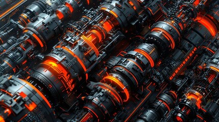 Fototapeta premium Futuristic abstract art with a dark industrial theme