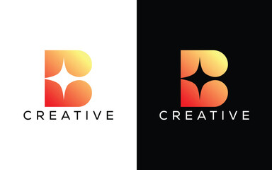 Minimalist professional letter B spark logo design template. Letter B flare light spark logo