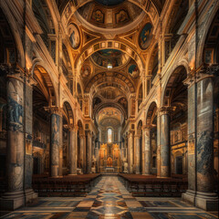 The inside of the San Michele in Bosco Church in Bologna, Italy