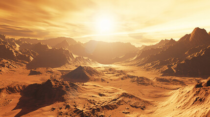 Naklejka premium Stunning mountain sunset landscape.