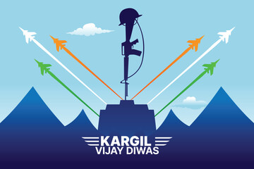 Kargil Vijay Diwas celebration concept, banner, poster, post, greeting vector illustration