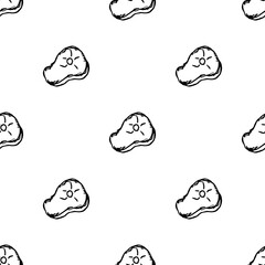 Seamless steak pattern. Drawn meat background