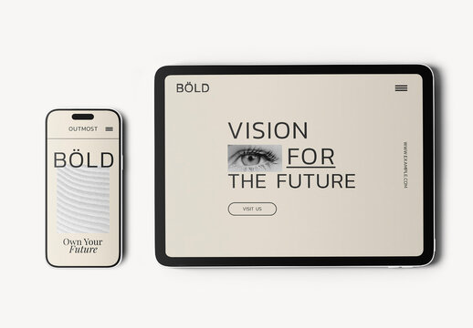 Tablet And Phone SCreen Flatlay Mockup