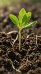 Fototapeta premium Young plant growing in soil