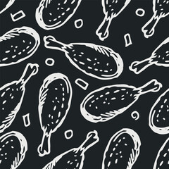 Seamless pattern with chicken legs. meat background. Doodle chicken legs icons. Seamless meat pattern
