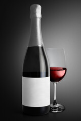 Png transparent label mockup on wine bottle