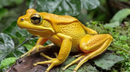 Naklejka premium Latouche s Frog Kuatun Rana latouchii seen in a garden on a sunny day