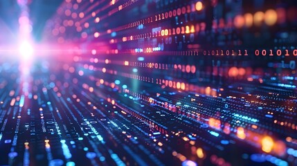 Fototapeta premium Radiant Digital Code Wallpaper with Vivid Neon Gradients and Luminous Pixel Patterns