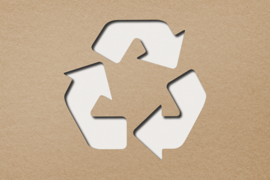 Png recycling symbol on brown textured background