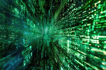 Obraz premium A geometric pattern featuring multiple parallel lines on a contrasting green and black background