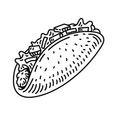 tacos doodle illustration on white background