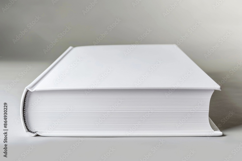 Poster a white book sits on top of a table with a simple, clean design