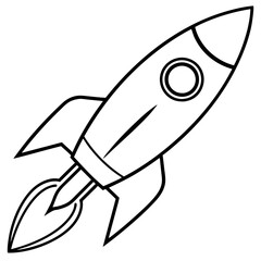 rocket outline coloring book page line art illustration digital drawing