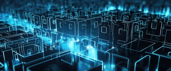 Obraz premium Highly detailed digitally generated background animation, perfectly usable for a wide range of topics related to network security