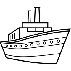 Obraz premium ship outline coloring book page line art illustration digital drawing
