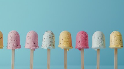 Colorful ice cream popsicles decorated with sprinkles