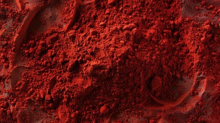 A close-up shot of a pile of bright red powder