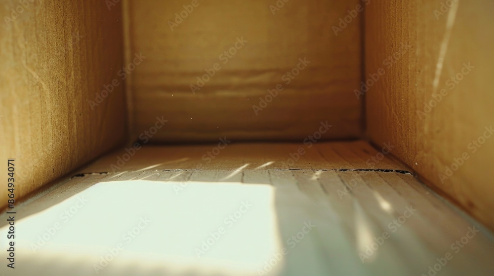 Poster A wooden box with a small window, ideal for storing small items or displaying decorative objects