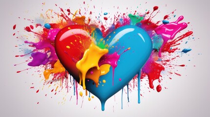 Colorful Heart with Splashes of Paint