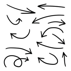 Hand drawn set of arrows on a white background.
