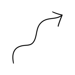 Hand drawn wavy arrow on a white background.