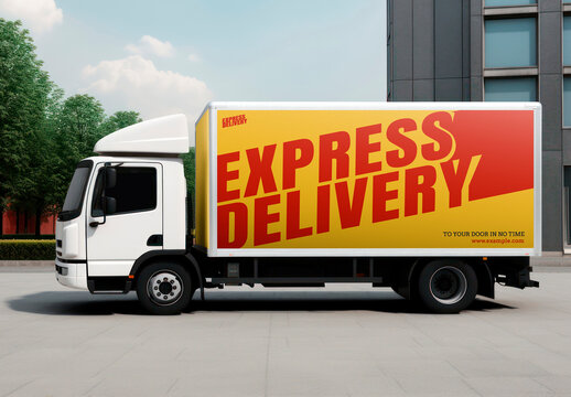 Delivery Truck Mockup With Generative AI