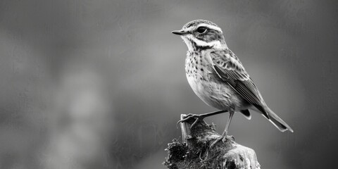 Naklejka premium A small black bird perched on a branch in a natural setting
