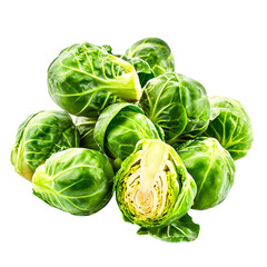 Fototapeta premium Fresh Brussels sprouts . High-quality image ideal for culinary isolated on transparency background, PNG cut out, health, and nutrition-related projects.