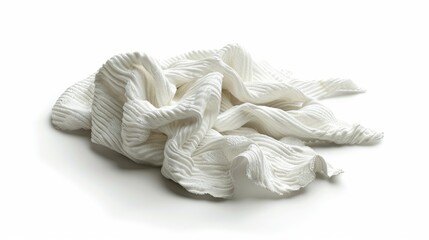 Obraz premium A close-up view of a pile of white yarn sitting on a white background, perfect for crafting or design projects