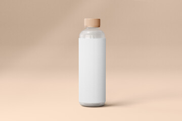 Water bottle label mockup png transparent, beverage packaging