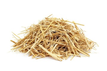 A pile of hay on a white surface