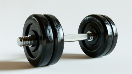 Two dumbbells placed on top of each other, possibly used for weightlifting or exercise