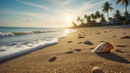 serene beach background with golden sand 