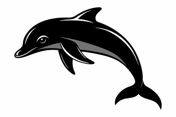 Dolphin fish silhouette vector, A Dolphin vector silhouette isolated on a white background