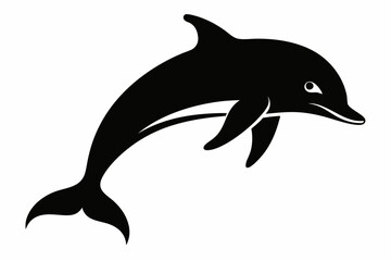 Dolphin fish silhouette vector, A Dolphin vector silhouette isolated on a white background