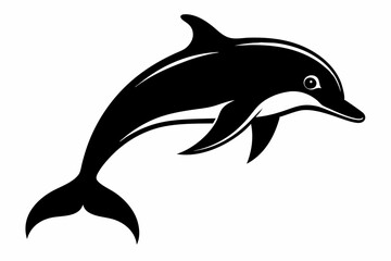 Dolphin fish silhouette vector, A Dolphin vector silhouette isolated on a white background