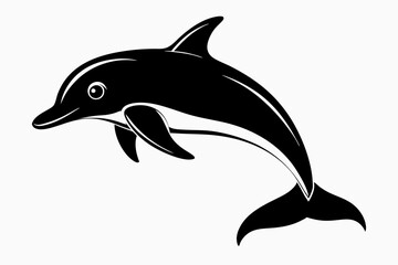 Dolphin fish silhouette vector, A Dolphin vector silhouette isolated on a white background