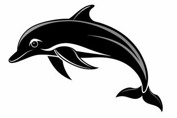 Dolphin fish silhouette vector, A Dolphin vector silhouette isolated on a white background