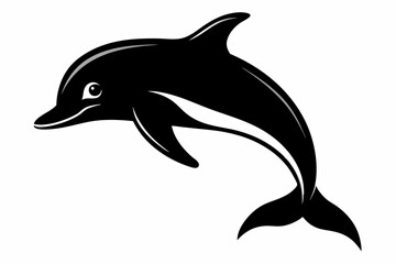 Dolphin fish silhouette vector, A Dolphin vector silhouette isolated on a white background