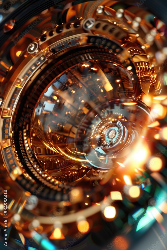 Aufkleber A close-up shot of a clock face with lights shining from behind, perfect for time-related or futuristic concepts