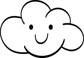 Happy Cloud Outline Vector Illustration