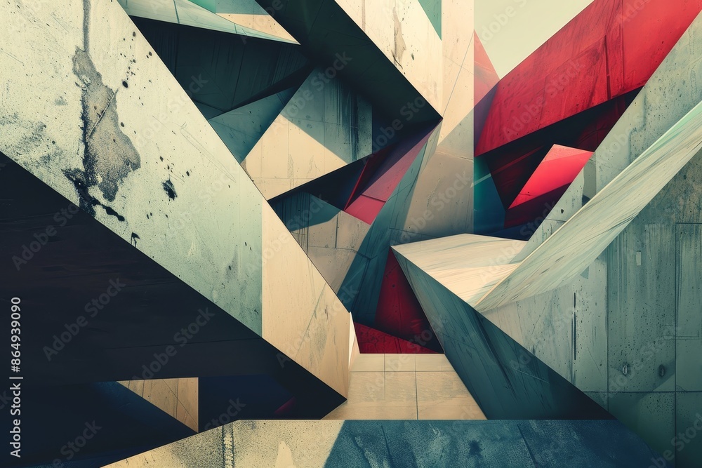 Poster an abstract painting featuring a variety of shapes and sizes in a dynamic and colorful composition, 