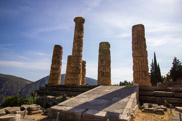 The Treasury of Athens in Delphi Archaeological Ruins of the Oracle of Delphi, Temple of Apollo, and Ancient Sanctuary