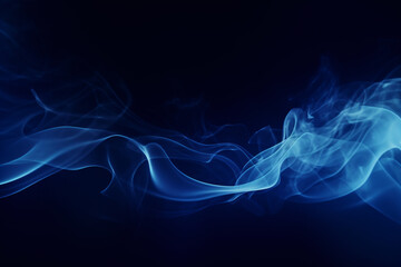 Fototapeta premium Billows of Blue Smoke Rising from Dark Background, Abstract Atmospheric Design, Ethereal and Mysterious Artistic Visual
