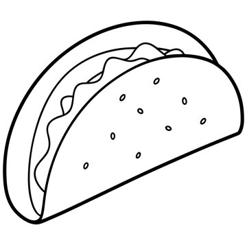 recommend clip art: taco outline coloring book page line art illustration digital drawing